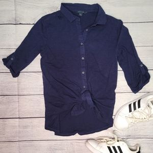 Navy Blue Tommy Hilfiger Button Up Collared